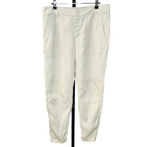 Vince Womens Twill Lyocell Pleated Ankle  Utility Cargo Pants Cream Size 8